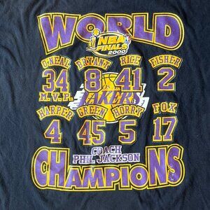 Lakers 2000 World Champions Tshirt Kobe Bryant Shaquille O'Neal Phil Jackson